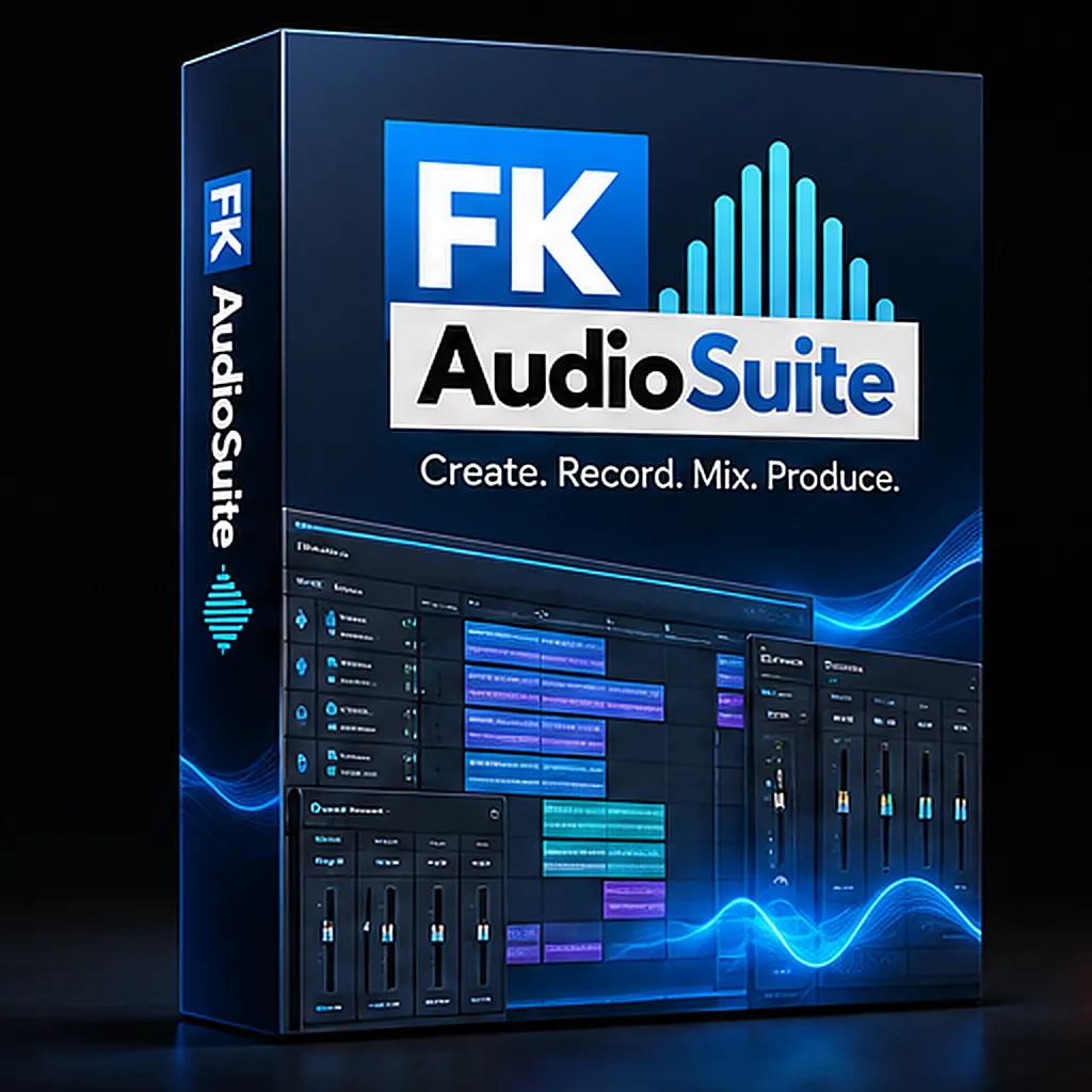 FK Audio Suite product box with mixer and tracks