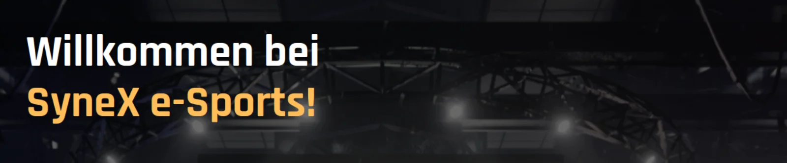 Startseite von synexesports.at mit Vereinslogo in Gold auf dunklem Hintergrund