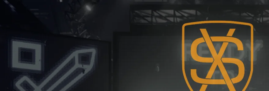 Home page of synexesports.at with the club logo in gold on a dark background