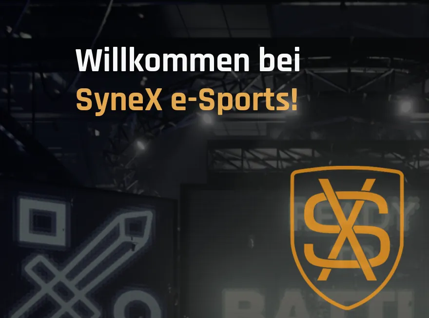 Home page of synexesports.at with the club logo in gold on a dark background
