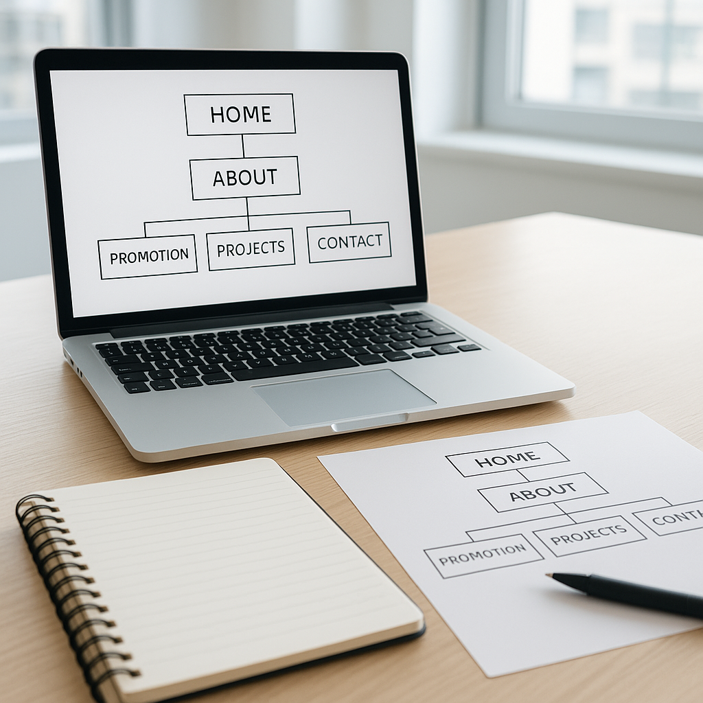 Website-Struktur Diagramm im Büro