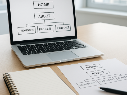 Website-Struktur Diagramm im Büro