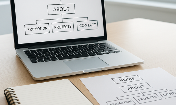 Website-Struktur Diagramm im Büro